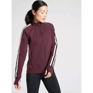 Athleta Burgundy Circa Track Sports Athleisure Jacket Zip Up Coat Size XL